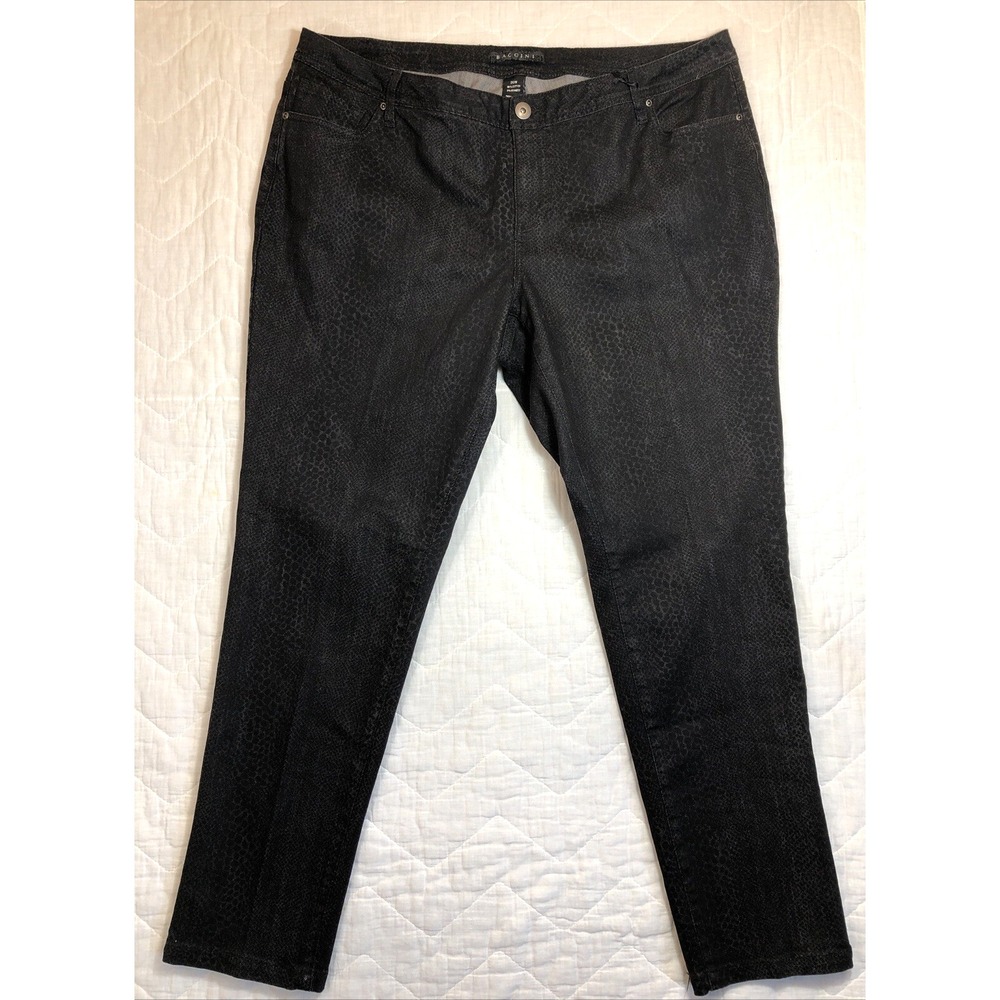 Baccini Jegging Women 20W Black Snakeskin Print Stretch Denim Slim Leg Pants